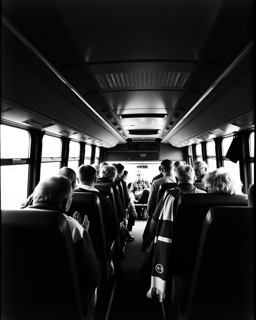 Afición desplazándose en autobús a un partido